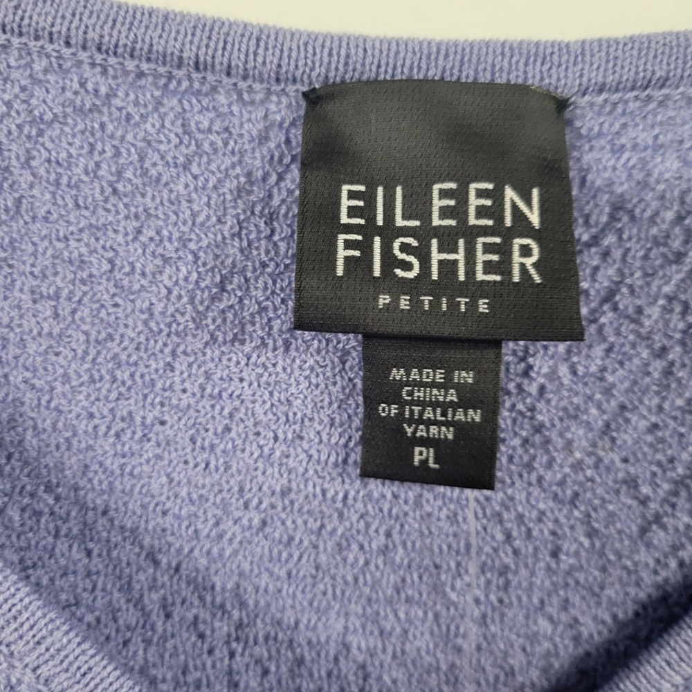 Eileen Fisher Aster Surplice Long Cami 100% Wool Crepe Periwinkle PL‎ NWT